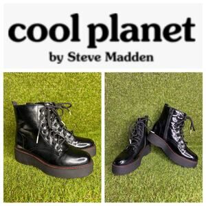Steve Madden Cool Planet Kreed‎ Patent Leather Platform Zipper Boot 8.5